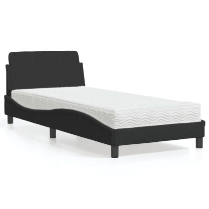 Легло с матрак, черно, 90x200 см, кадифе