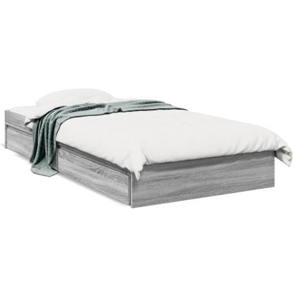 Рамка за легло с чекмеджета сив сонома 75x190см инженерно дърво