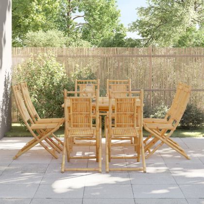 Сгъваеми градински столове, 8 бр, 46x66x99 см, бамбук