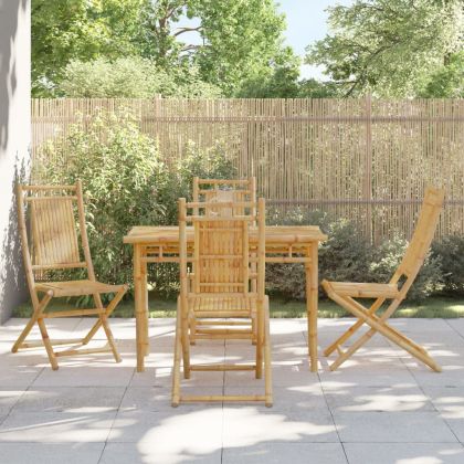 Сгъваеми градински столове, 4 бр, 46x66x99 см, бамбук