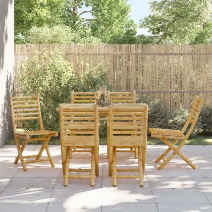 Сгъваеми градински столове, 6 бр, 43x54x88 см, бамбук