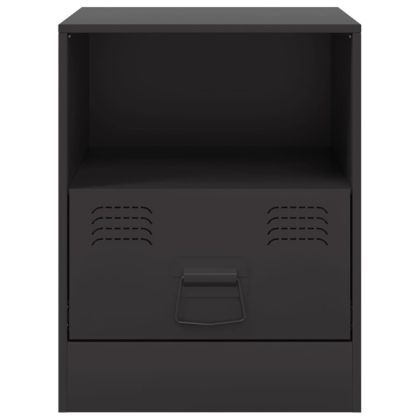 Нощно шкафче, черно, 34,5x39x44 см, стомана