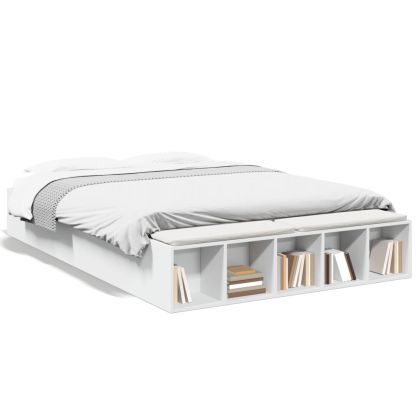 Рамка за легло, бяла, 150x200 см, инженерно дърво