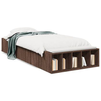 Рамка за легло, кафяв дъб, 75x190 см, инженерно дърво