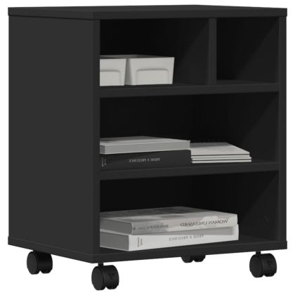Стойка за принтер с колелца, черна, 41x32x48 см