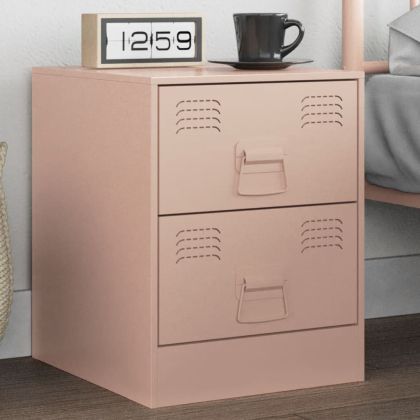 Нощно шкафче, розово, 34,5x39x44 см, стомана