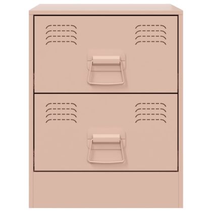 Нощно шкафче, розово, 34,5x39x44 см, стомана
