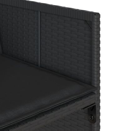 Градински трапезен комплект 7 части възглавници черен полиратан