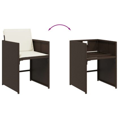 Градински трапезен комплект възглавници 9 части кафяв полиратан