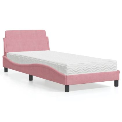 Легло с матрак, розово, 80x200 см, кадифе