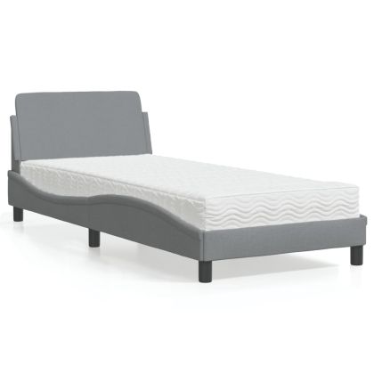 Легло с матрак, светлосиво, 90x200 см, плат