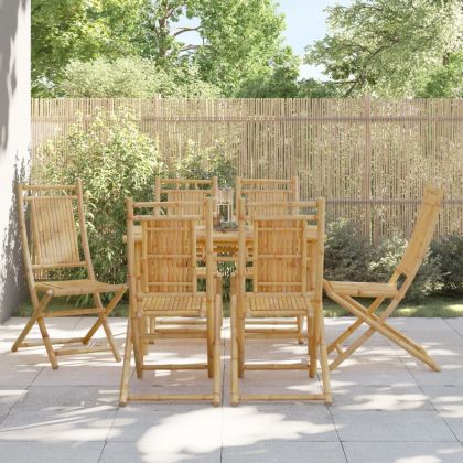 Сгъваеми градински столове, 6 бр, 46x66x99 см, бамбук