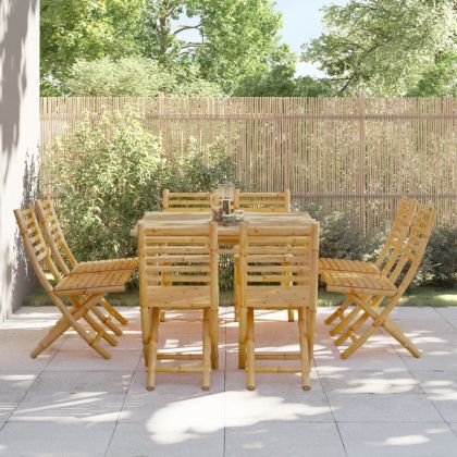 Сгъваеми градински столове, 8 бр, 43x54x88 см, бамбук