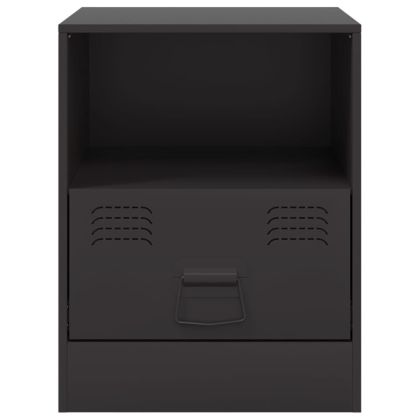 Нощни шкафчета, 2 бр, черни, 34,5x39х44 см, стомана