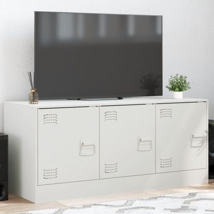 ТВ шкаф, бял, 99x39x44 см, стомана