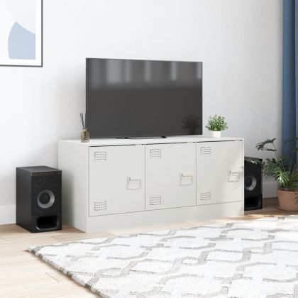 ТВ шкаф, бял, 99x39x44 см, стомана