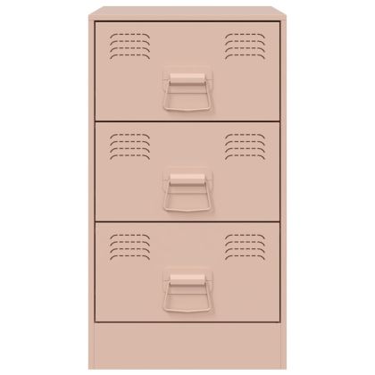 Нощни шкафчета, 2 бр, розови, 34,5x39x62 см, стомана