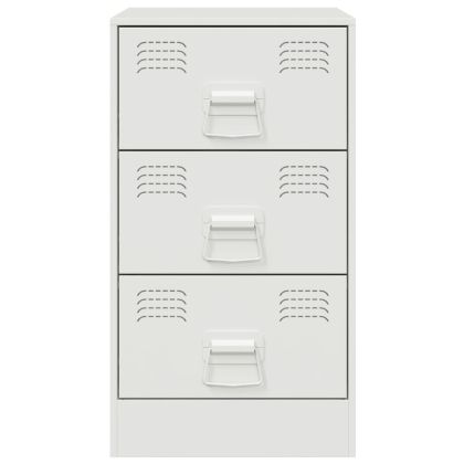 Нощни шкафчета, 2 бр, бели, 34,5x39x62 см, стомана