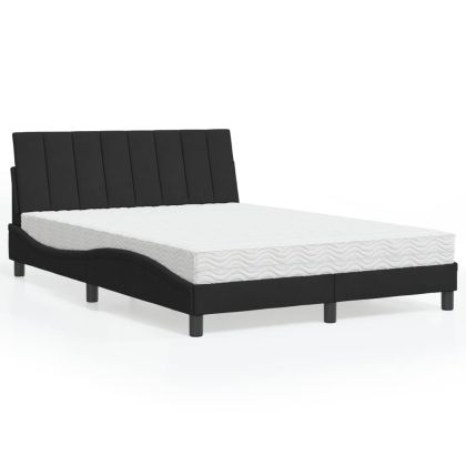 Легло с матрак, черно, 140x200 см, кадифе