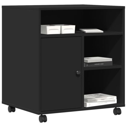 Стойка за принтер с колелца, черна, 60x50x67 см