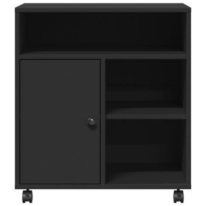 Стойка за принтер с колелца, черна, 60x50x67 см