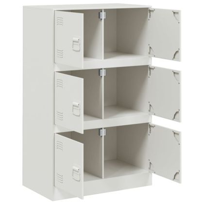 Бюфет, бял, 67x39x107 см, стомана