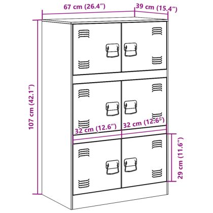 Бюфет, бял, 67x39x107 см, стомана