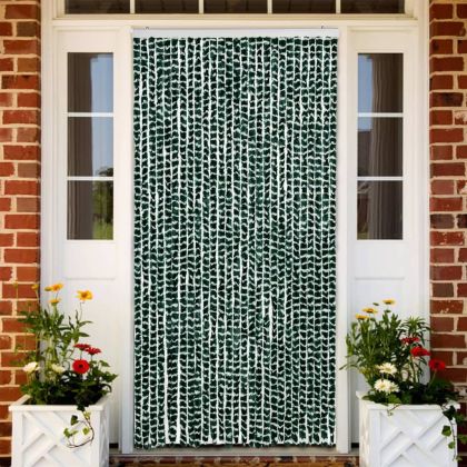 Ресни за врата против мухи, зелено и бяло, 118x220 см, шенил