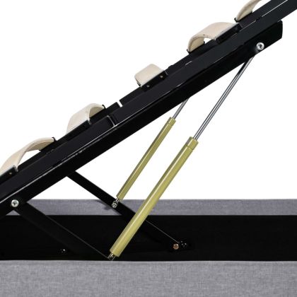 Легло с повдигащ механизъм и LED светлосиво текстил 90x200 см