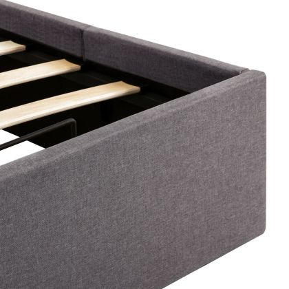 Легло с повдигащ механизъм и LED таупе текстил 100x200 см