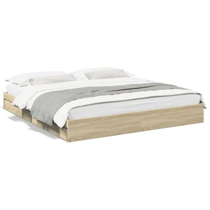 Рамка за легло с чекмедже дъб сонома 180x200 см инженерно дърво
