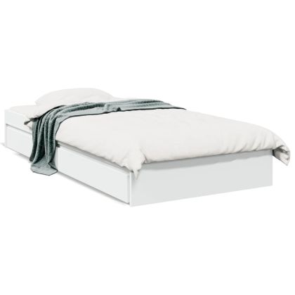 Рамка за легло с чекмеджета, бяла, 90x200 см, инженерно дърво