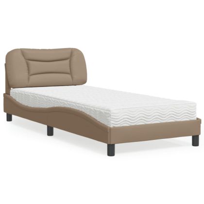 Легло с матрак, капучино, 90x190 см, изкуствена кожа