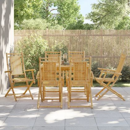 Сгъваеми градински столове, 6 бр, 53x66x99 см, бамбук