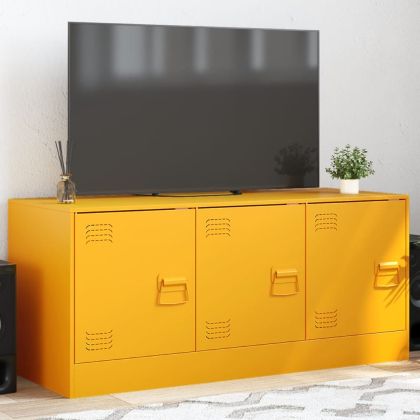 ТВ шкаф, горчица жълто, 99x39x44 см, стомана