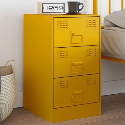Нощно шкафче, горчица жълто, 34,5x39x62 см, стомана