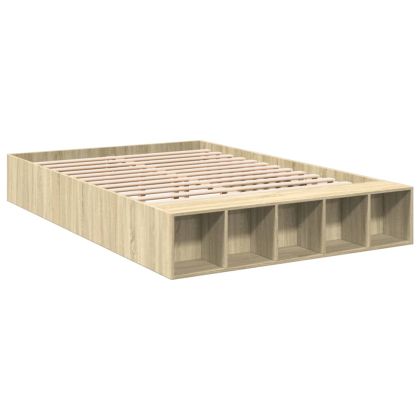 Рамка за легло, дъб сонома, 150x200 см, масивно дърво