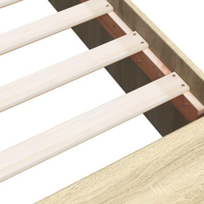 Рамка за легло, дъб сонома, 140x190 см, масивно дърво