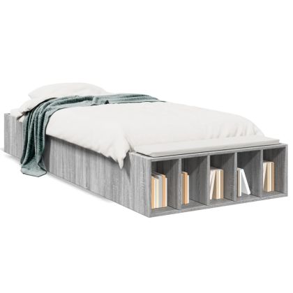 Рамка за легло, сив сонома, 100x200 см, инженерно дърво