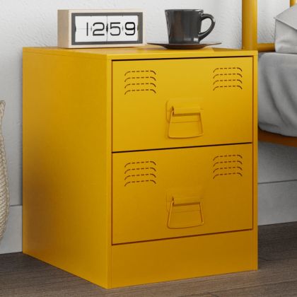 Нощно шкафче, жълто, 34,5x39x44 см, стомана