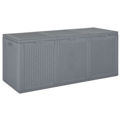 Градинска кутия за съхранение, сива, PP ратан, 270 л