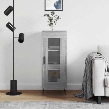 Сайдборд, сив сонома, 34,5x34x90 см, инженерно дърво