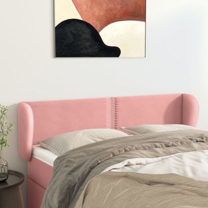 Горна табла за легло, розова, 147x23x78/88 см, кадифе