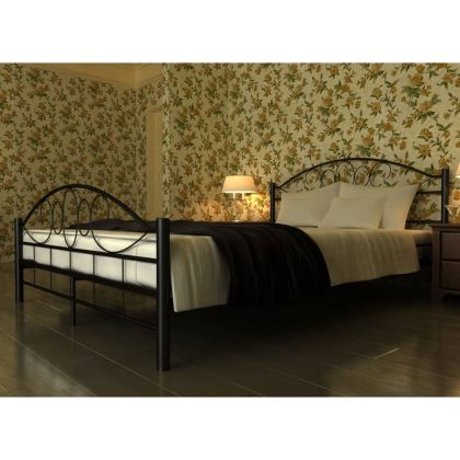 Легло с матрак, черно, метал, 180x200 см
