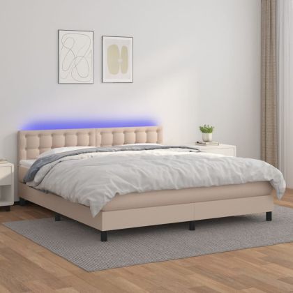 Боксспринг легло с матрак LED капучино 160x200 см