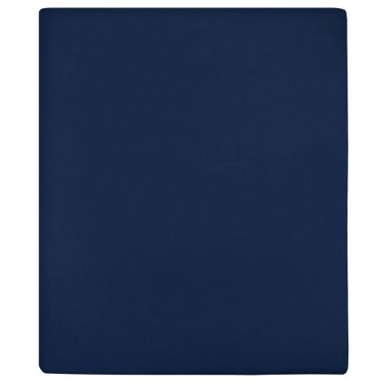 Чаршаф с ластик, нейви синьо, 90x200 см, памук