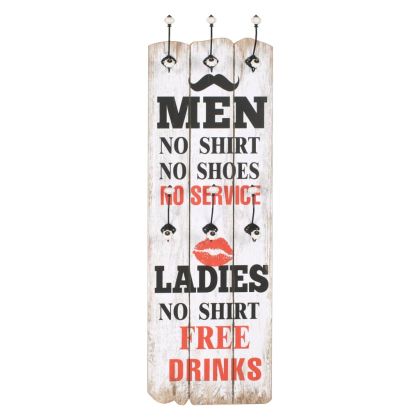 Закачалка за дрехи с 6 куки, 120х40 см, "MEN LADIES"