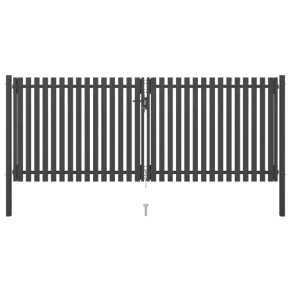 Градинска порта за ограда, стомана, 4x1,7 м, антрацит
