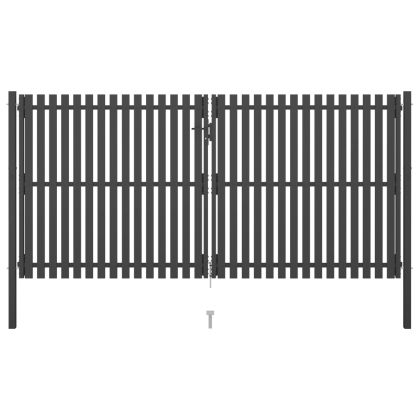 Градинска порта за ограда, стомана, 4x2,25 м, антрацит