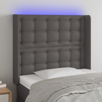 LED горна табла за легло, сива, 83x16x118/128 см